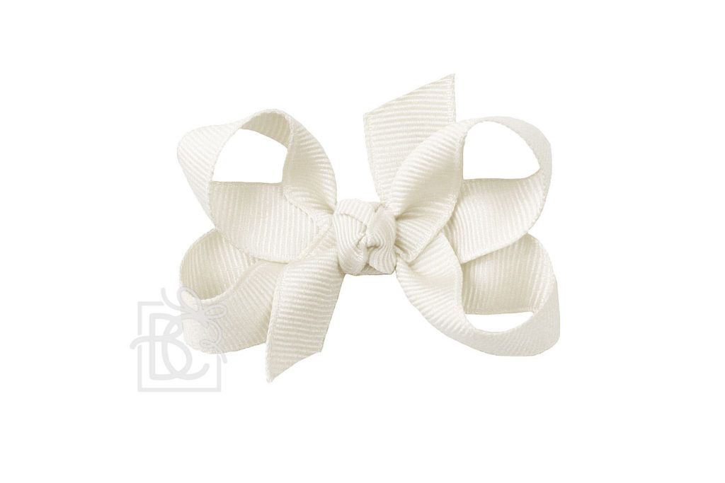 Pearl Grosgrain Bow Set- White