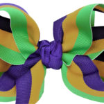 1/4" Pantyhose Headband w/Large Striped Mardi Gras Bow
