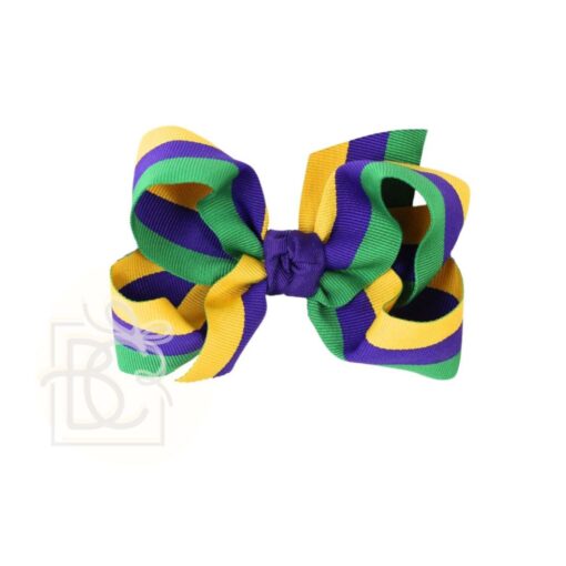 Mardi Gras Stripe Grosgrain Hair Bow | Beyond Creation