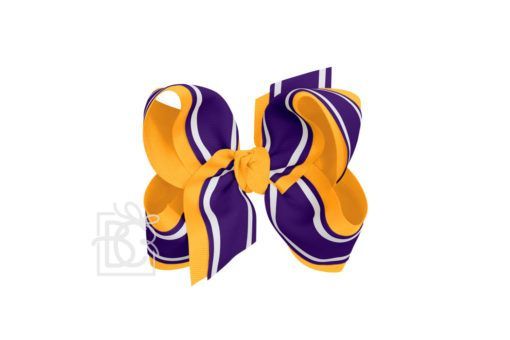 Striped Collegiate Hair Bow | Beyond Creation