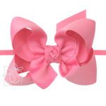 1/4" Pantyhose Headband with 4.5" Large Signature Grosgrain Bow (Hot Pink)
