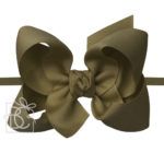 1/4" Pantyhose Headband with 4.5" Large Signature Grosgrain Bow (Moss)