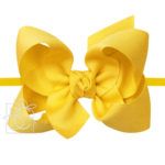1/4" Pantyhose Headband with 4.5" Large Signature Grosgrain Bow (Bright Yellow)