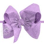 Thin Nylon Headband with Glitter Metallic Hair Bow