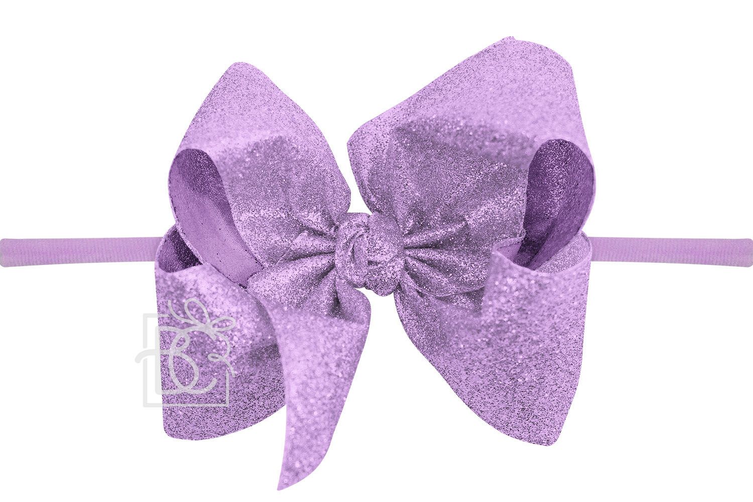 PGME-450 Thin Nylon Headband with Glitter Metallic Hair Bow | Beyond Creation