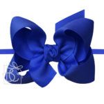 1/4" Pantyhose Headband with 4.5" Large Signature Grosgrain Bow (Electric Blue)