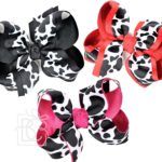 Layered Cow Print Patterned Bow