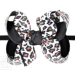 1/4" PANTYHOSE HEADBAND WITH 4.5" LARGE LEOPARD BOW