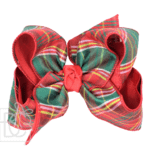LAYERED CHRISTMAS RED & GREEN PLAID BOW