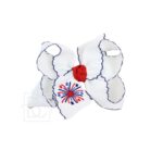 Crochet Edge Hair Bow with Firework Embroidery