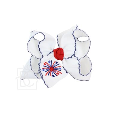 Crochet Edge Hair Bow with Firework Embroidery | Beyond Creation