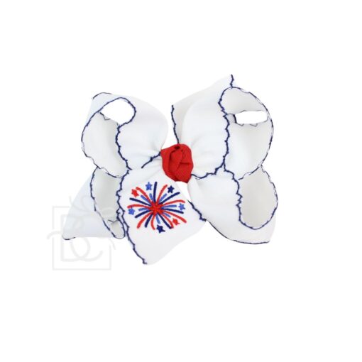 Crochet Edge Hair Bow with Firework Embroidery | Beyond Creation