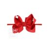Thin Nylon Headband with Large Grosgrain Scalloped Edge Hair Bow (Red) | Beyond Creation