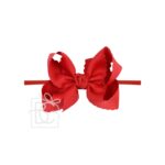 1/4" Pantyhose Headband w/ Red 4.5" Large Scalloped Bow