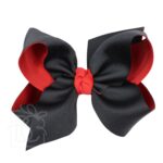 Layered Grosgrain Hair Bow (Black and Red)