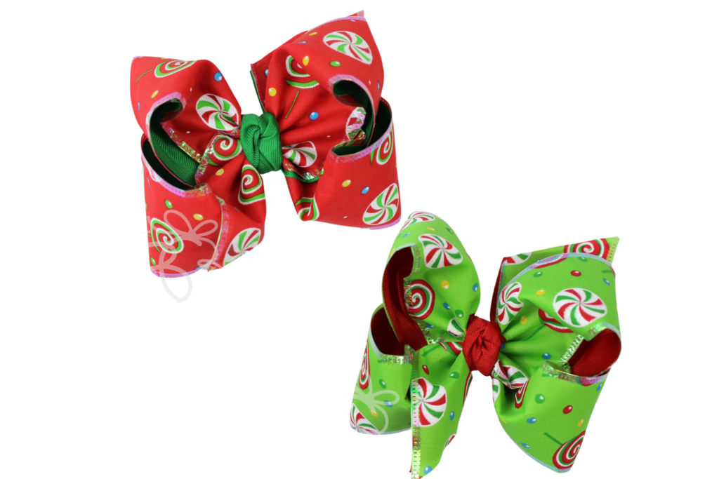12 Pcs Pink & Green Polka Dot Christmas Bows - 6 Inch Burlap Ribbon Bows For Tree, Wreaths, Gifts