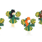 Cheerleaders on Pinch Clip (Forest Green & Yellow Gold)