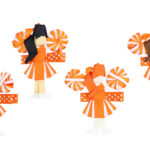 Cheerleaders on Pinch Clip (Orange & White)