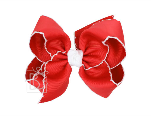 Layered Grosgrain Hair Bow (White and Red) | Beyond Creation