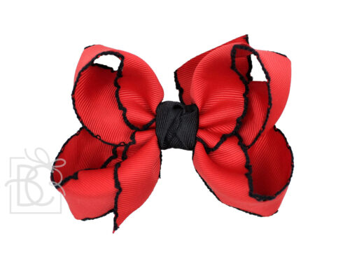 Crochet Edge Hair Bow (Red and Black) | Beyond Creation
