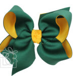 Layered Signature Grosgrain Bow On Alligator Clip (FOREST GREEN/YELLOW GOLD)