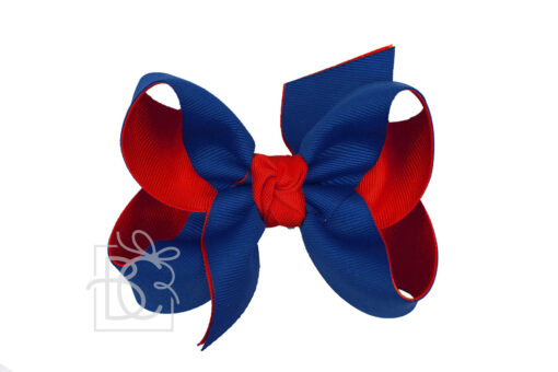 LAYERED SIGNATURE GROSGRAIN 5.5" HUGE BOW ON ALLIGATOR CLIP (RED & NAVY) | Beyond Creation