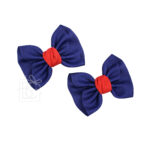 2 PACK – 2.5″ MINI ANNE GROSGRAIN BOW W/ EURO KNOT ON ALLIGATOR CLIP (Red & Navy)