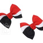 2 Pack - 3.5" Tri-Colored Bow w/ Euro Knot on Alligator Clip (Red & Black)