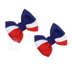 2 Pack - 3.5" Tri-Colored Bow w/ Euro Knot on Alligator Clip (Red & Navy)