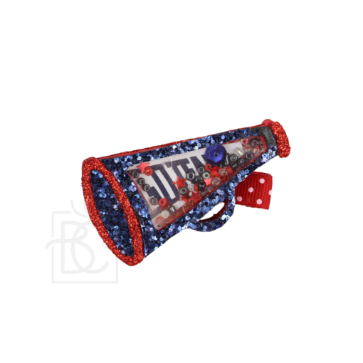 Megaphone Glitter Shaker Hair Clip (Red and Navy) | Beyond Creation