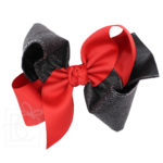 Glitter/Grosgrain Crisscross School Bow 5.5" Huge (Red & Black)