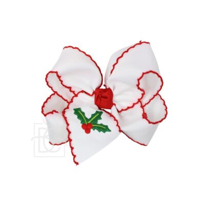 Crochet Edge Bow w/ Embroidered Holly | Beyond Creation