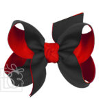 4.5" Large Layered Grosgrain Hair Bow On Alligator Clip (Black/Red)