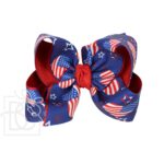 Patriotic Star & Heart Print Hair Bow on Alligator Clip