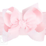 Wide Nylon Headband with Scalloped Edge Hair Bow