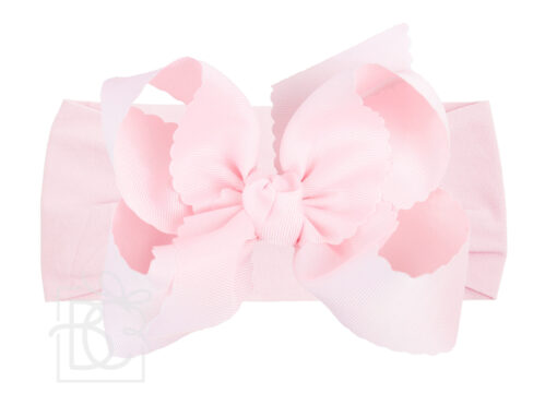 Wide Nylon Headband with Scalloped Edge Hair Bow | Beyond Creation