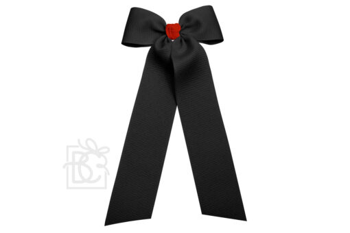 4.5" Two Tone Flat Bow w/ 7" Streamers (Black w/ Red Knot) | Beyond Creation