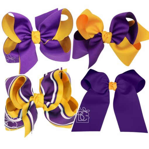 Purple and Yellow Gold School Bows | Beyond Creation