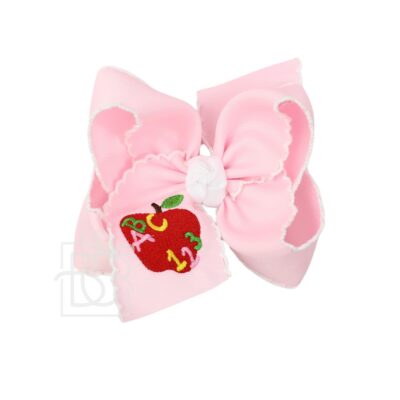 Embroidered ABC Apple Crochet Edge Hair Bow on Alligator Clip | Beyond Creation