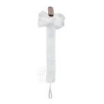 White w/ White Crochet Edge Pacifier Clip