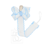 White w/Millennium Blue Crochet Edge Pacifier Clip