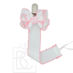 White w/Light Pink Crochet Edge Pacifier Clip