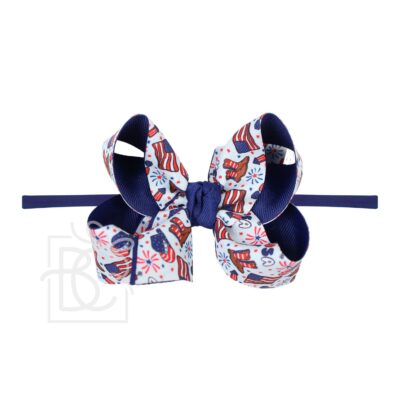 1/4″ Pantyhose Nylon Headband w/ Patriotic Western Print Hair Bow | Beyond Creation