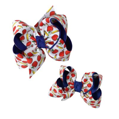 Layered Apple & Pencil Hair Bow | Beyond Creation