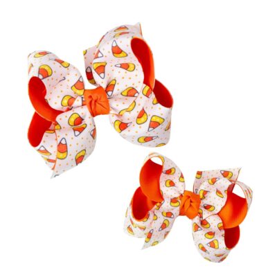 Layered Candy Corn Grosgrain Hair Bow Alligator Clip | Beyond Creation
