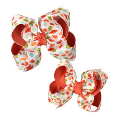 Layered Fall Leaves Bow on Alligator Clip | Beyond Creation