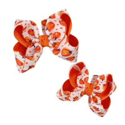 Layered Pumpkin Grosgrain Hair Bow | Beyond Creation