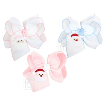 Crochet Edge Bow w/ Embroidered Santa | Beyond Creation