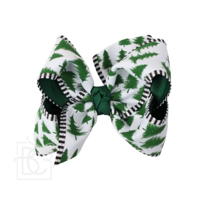 Layered Christmas Tree Print Hair Bow | Beyond Creation