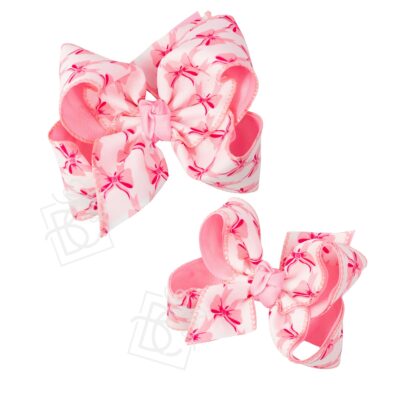 Pink Bow Print Hair Bow on Alligator Clip | Beyond Creation